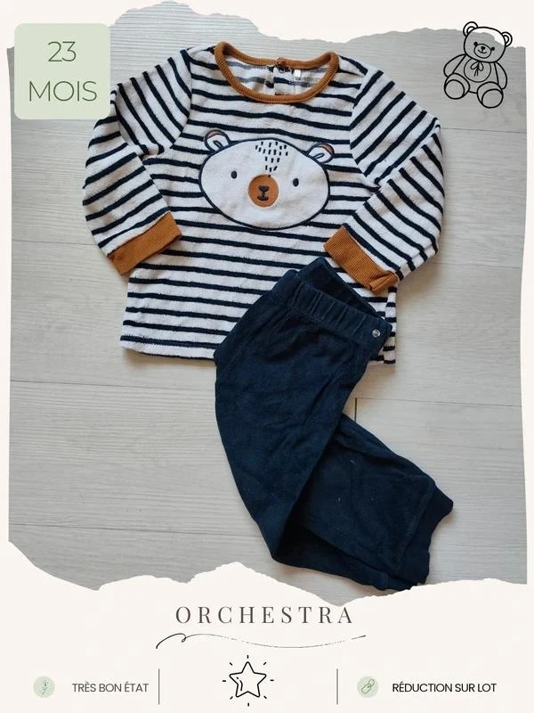 Pyjama 2 pièces velours 🧸 Taille 23 mois 🧸 Orchestra